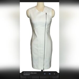 Yigal Azrouel White Strapless Dress with‎ Diagonal Zipper